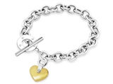 Inori Stainless Steel Heart Charm Bracelet With Cubic Zirconia (CZ)