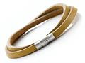 Tan Leather Double Wrap Bracelet With Magnetic Stainless Steel Clasp