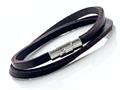 Brown Leather Double Wrap Bracelet With Magnetic Stainless Steel Clasp