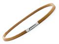 Tan Leather Double Wrap Bracelet With Magnetic Stainless Steel Clasp