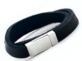 Black Leather Double Wrap Bracelet With Magnetic Stainless Steel Clasp