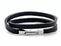 Brown Leather Double Wrap Bracelet With Magnetic Stainless Steel Clasp