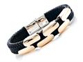 Black Braided Leather Bracelet Stainless Steel Clasps And Magnetic Clasp