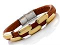 Orange Braided Leather Bracelet Stainless Steel Clasps And Magnetic Clasp