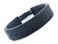 Black Braided Leather Bracelet With Magnetic Stainless Steel Clasp