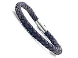 Brown Braided Leather Bracelet With Magnetic Stainless Steel Clasp