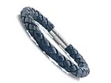 Black Braided Leather Bracelet With Magnetic Stainless Steel Clasp