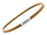Tan Leather Double Wrap Bracelet With Magnetic Stainless Steel Clasp