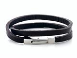Brown Leather Double Wrap Bracelet With Magnetic Stainless Steel Clasp