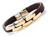 Brown Braided Leather Bracelet Stainless Steel Clasps And Magnetic Clasp