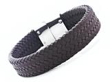 Brown Braided Leather Bracelet With Magnetic Stainless Steel Clasp