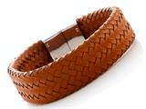 Orange Braided Leather Bracelet With Magnetic Stainless Steel Clasp