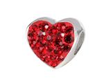 SilveRado™ BM004-6 Bling Heart Bling Red Bead / Charm