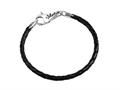 SilveRado™ LC002-19 Leather Black 3.0mm 7.5 inches Pandora Compatible Bead Bracelet