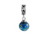 SilveRado™ MMD007 Murano Glass Dangle Ball Ocean Blue Bead / Charm