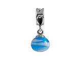 SilveRado™ MMD023 Murano Glass Dangle Ball Blue Swirl Bead / Charm