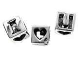 SilveRado™ MS037 Sterling Silver I Love You Cube Bead / Charm
