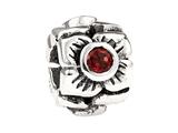 SilveRado™ MS155A-GA3 Sterling Silver Three Flowers Garnet January Pandora Compatible Bead / Charm