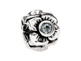 SilveRado™ MS155C-AQ3 Sterling Silver Three Flowers Aquamarine March Pandora Compatible Bead / Charm
