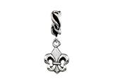 SilveRado™ MUS008 Sterling Silver Dangle Fleur De Lys Bead / Charm