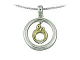 Original Mother and Child® Sterling Silver Circle Pendant and 14kt Yellow Gold Charm with Diamond by Janel Russell