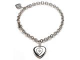 Sterling Silver Children Heart Charm Bracelet with Diamond