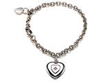 Sterling Silver Children Heart Charm Bracelet with Pink Sapphire