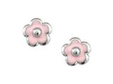 925 Sterling Silver Childrens Pink Flower Earrings