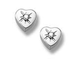 925 Sterling Silver Childrens Diamond Heart Earrings