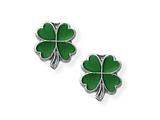 925 Sterling Silver Childrens Green 4 Leaf Clover Earrings