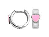 925 Sterling Silver Childrens Hoop Earrings with Pink Heart