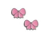 925 Sterling Silver Childrens Pink Ribbon Earrings
