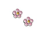 925 Sterling Silver Childrens Pink and Yellow Flower Earrings