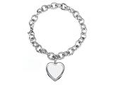 Sterling Silver 8 Inch Heart Charm Bracelet