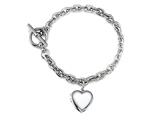 Sterling Silver Heart Charm Locket Toggle Bracelet