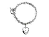 Sterling Silver Heart Charm Locket Toggle Bracelet