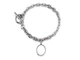Sterling Silver Oval Charm Locket Toggle Bracelet