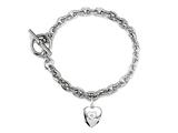 Sterling Silver Heart Charm Toggle Bracelet