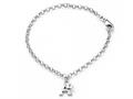 925 Sterling Silver Childrens 6.5 Inch Letter "A" Charm Bracelet with Diamond