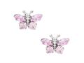 925 Sterling Silver Childrens Butterfly Earrings with Pink CZ`s