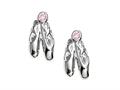925 Sterling Silver Childrens Ballet Slipper Earrings with a Pink CZ