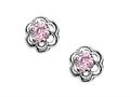 925 Sterling Silver Childrens Flower Earrings with Pink CZ`s