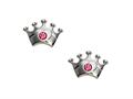 925 Sterling Silver Childrens Crown Earrings with a Pink CZ`