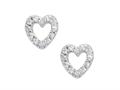 925 Sterling Silver Childrens Open Heart Earrings with White CZ`s
