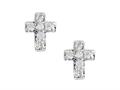 925 Sterling Silver Childrens Cross Earrings with White CZ`s