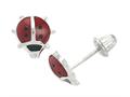 925 Sterling Silver Childrens Red and Black Ladybug Earrings