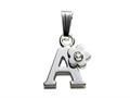 925 Sterling Silver Childrens Letter "A" Charm Pendant with Diamond on 14 Inch Chain