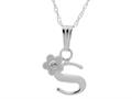 925 Sterling Silver Childrens Letter "S" Charm Pendant with Diamond on 14 Inch Chain