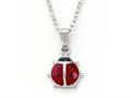 925 Sterling Silver Childrens Red Lady Bug Pendant on 14 Inch Chain
