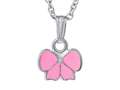 925 Sterling Silver Childrens Pink Ribbon Pendant on 14 Inch Chain
